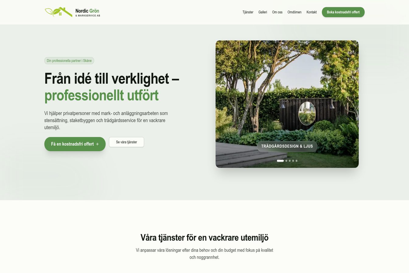 Nordic Grön & Markservice website we built