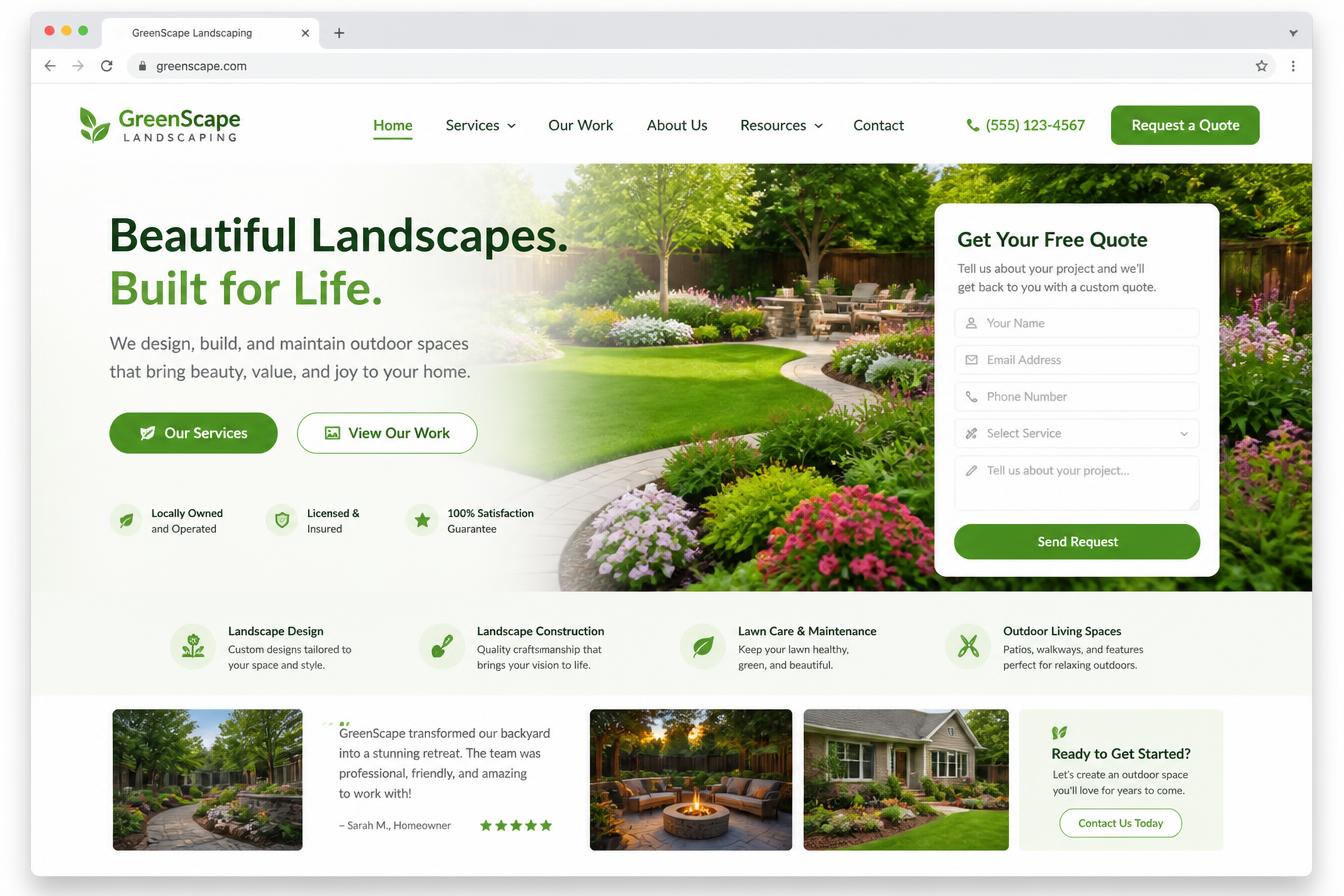 Greenscape Landscaping website we designed